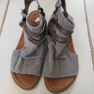 Blowfish Striped Gray and Brown Sandals